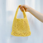 Load image into Gallery viewer, Crochet Cotton Rope Wristlet Beach Bag Inner Pocket N6E123