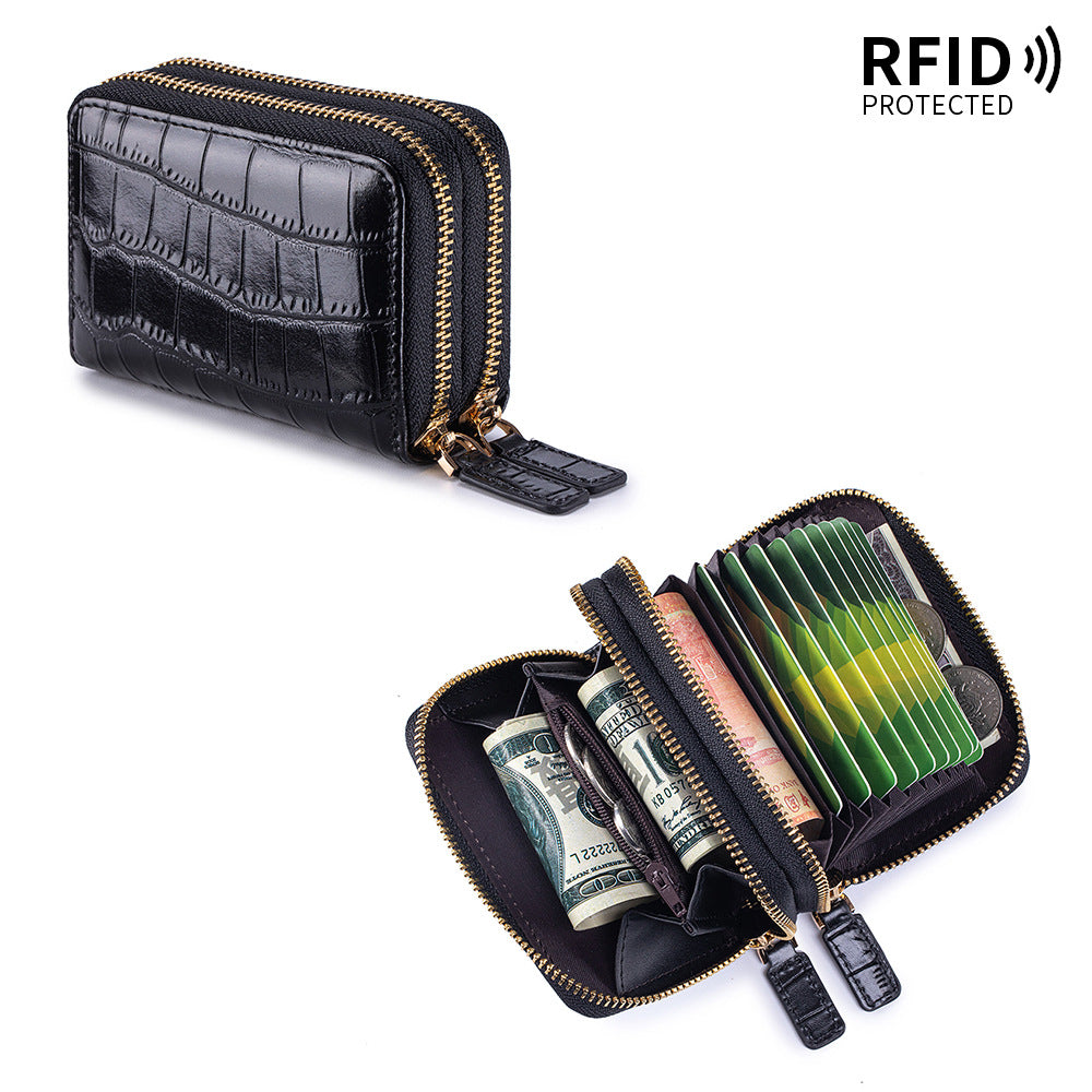Crocodile Texture RFID Card Holder Zip Around Wallet N6G094
