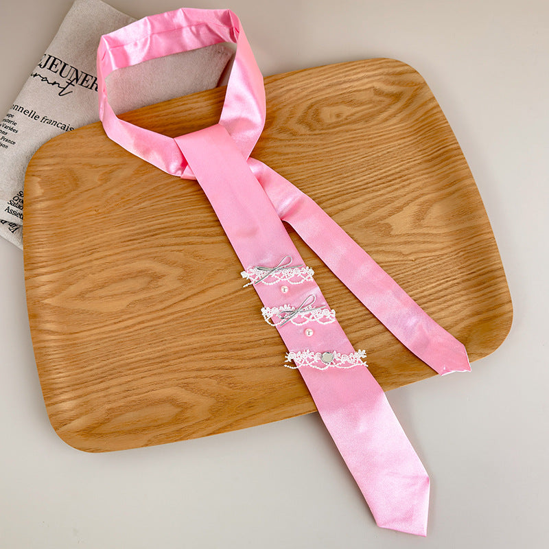 Sweet Lace Bow Tie Scarf Women Trendy N6G238