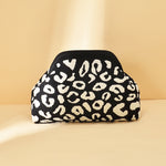 Load image into Gallery viewer, Women's Leopard Print Knit Clip Clutch Bag N6J141
