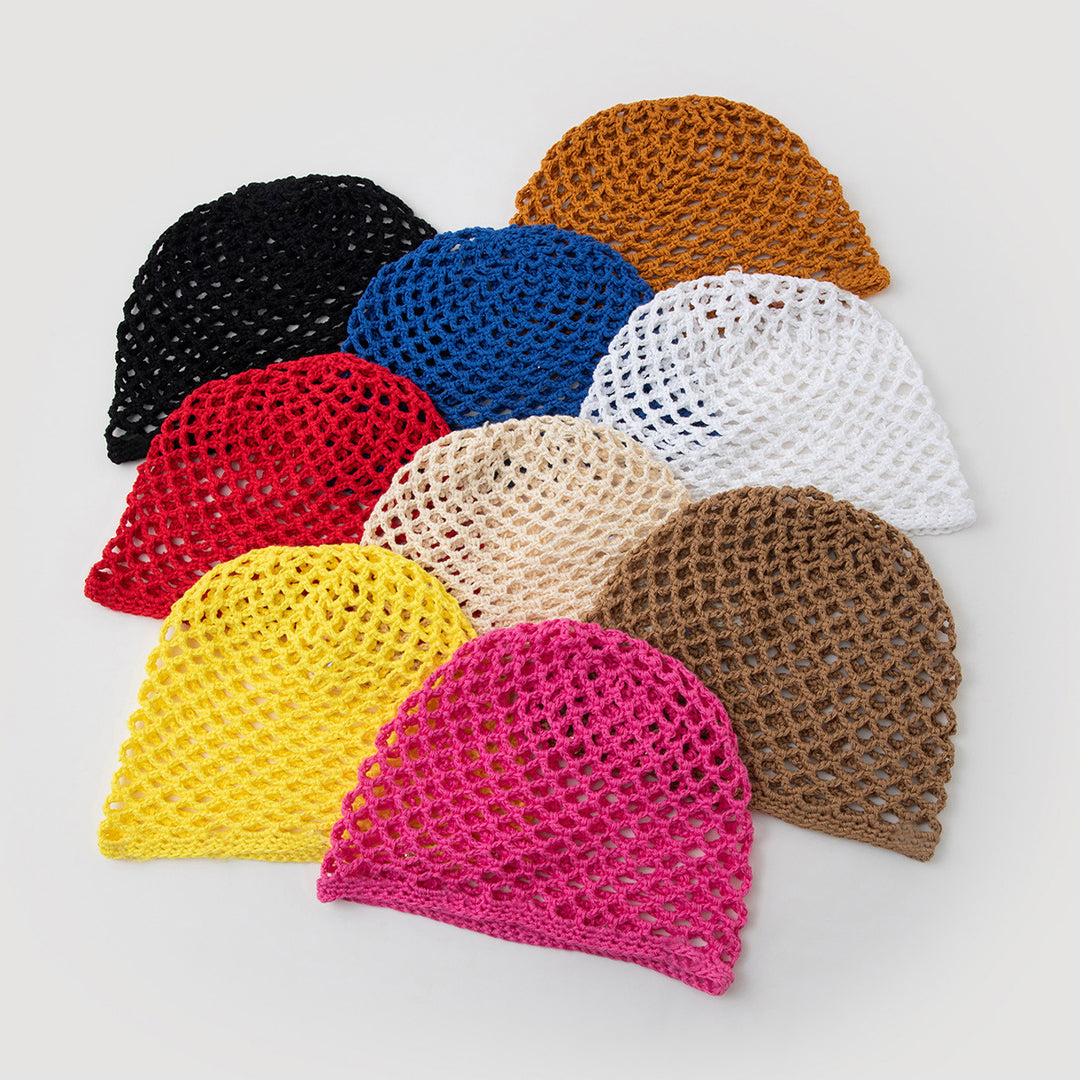 Lightweight Solid Mesh Cotton Crochet Hat Women N6G215