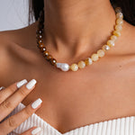 Load image into Gallery viewer, Dopamine Pearl Acrylic Asymmetric Choker Necklace N6H069