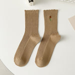 Load image into Gallery viewer, Lace Embroidery Cotton Mid-Calf Socks Women N6C154