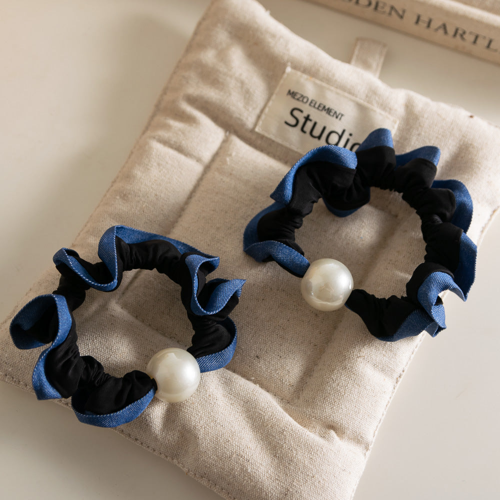 Polka Dot Pearl Mini Scrunchie High Elasticity Women N6H188
