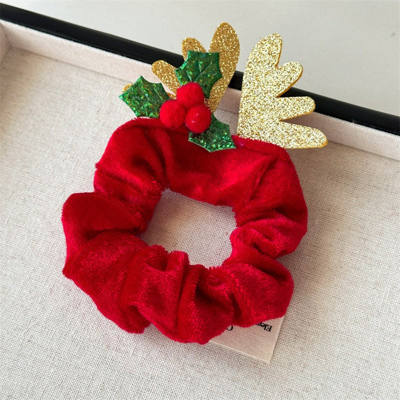 Velvet Reindeer Antler Christmas Scrunchie N6K003