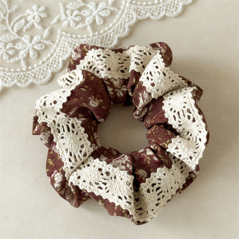 Floral Lace Bandana Scrunchie Women N6D002