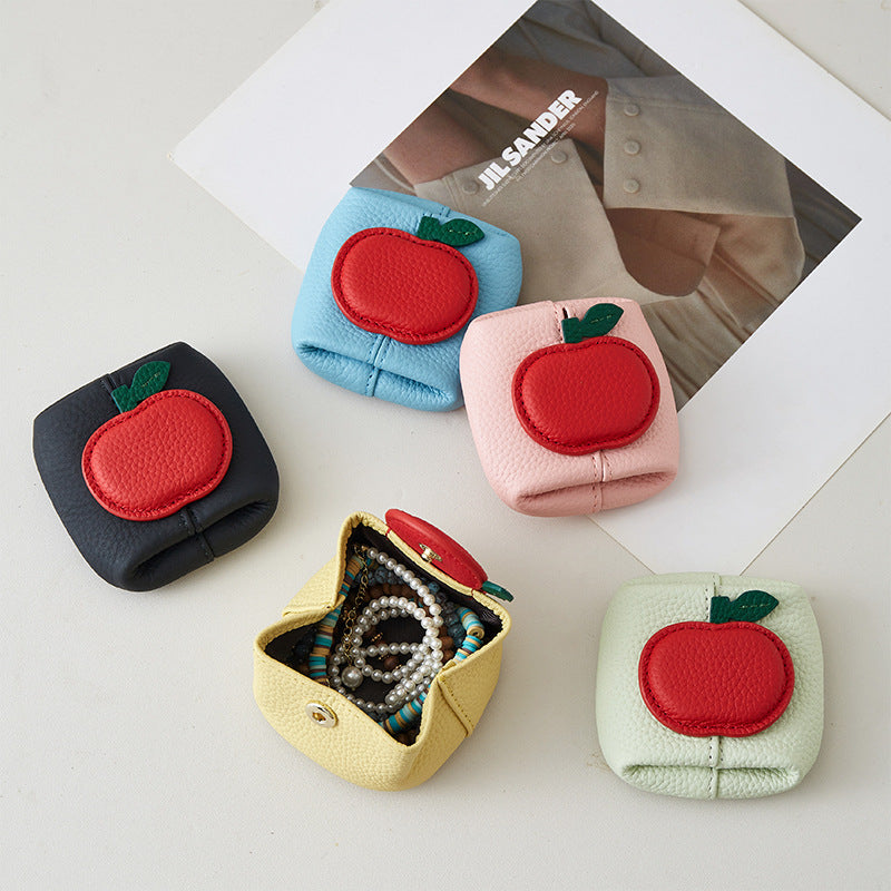 Top Grain Leather Apple Coin Purse Mini Organizer N6G089