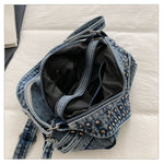 Load image into Gallery viewer, Women's Washed Denim Studded Bag N6J212