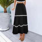 Load image into Gallery viewer, Ruffle Hem Boho Skirt Women Black N5A441