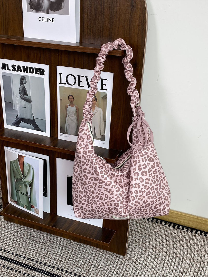 Women's Leopard Suede-Feel Dumpling Tote Bag N6J190