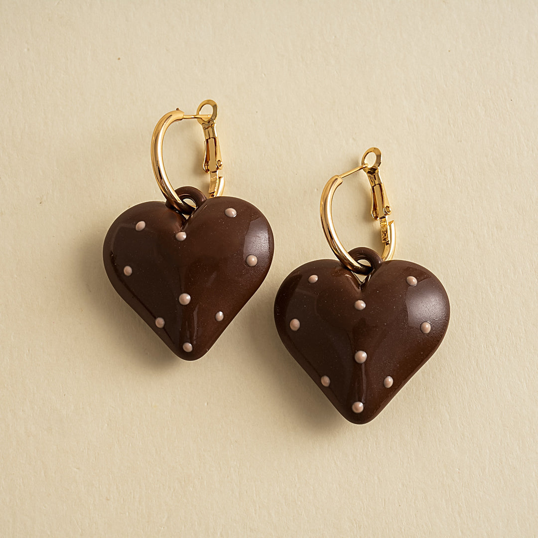 Womens Polka Dot Heart Hoop Earrings N6K158