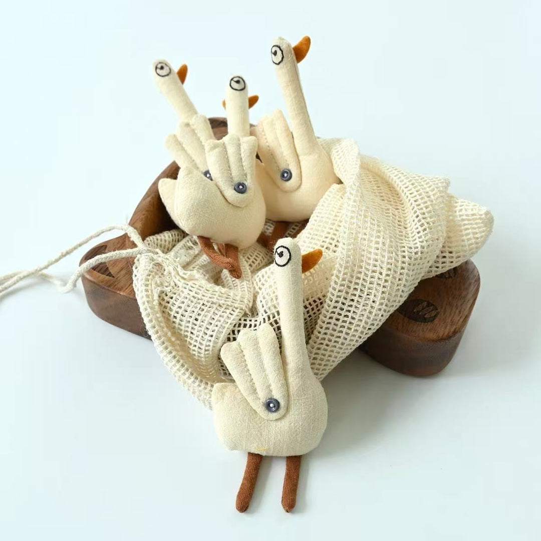 Cute Fabric Goose Brooch Hand Embroidered Beige N6G020