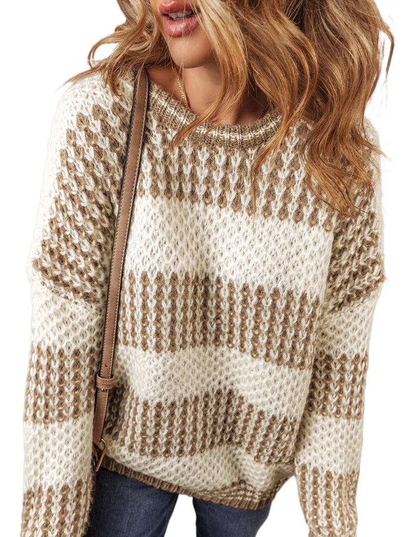 Block Print Sweater Mid Weight Khaki N5Z882