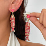 Load image into Gallery viewer, Womens Rhinestone Fish Tassel Alloy Stud Earrings N6K175