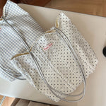 Load image into Gallery viewer, Polka Dot Plaid Lace Canvas Shoulder Bag Women N6F180