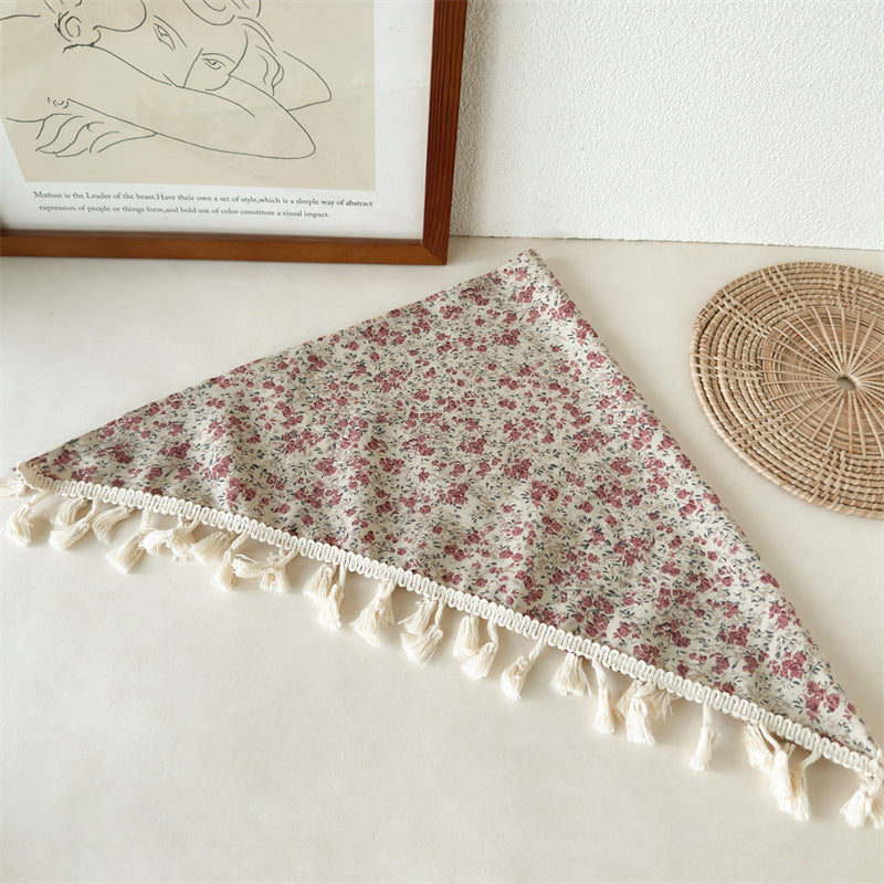 Fringe Triangle Bandana Floral Lace Scarf N6D003