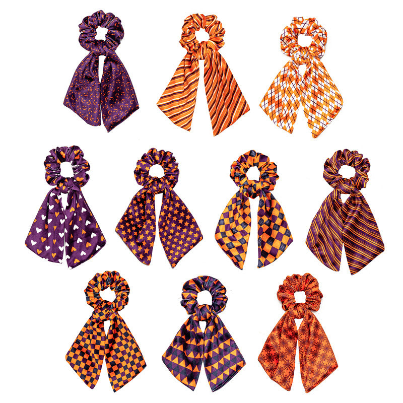 Halloween Velvet Streamer Scrunchie Ponytail Holder N6H203