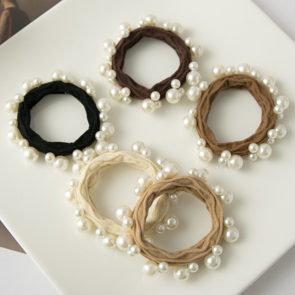 Soft Beaded Scrunchie High Ponytail Holder Women N6H183