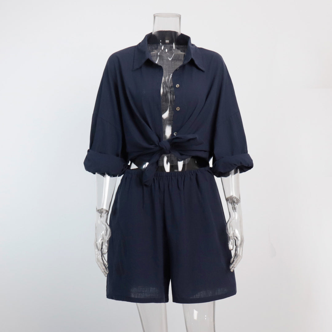 Cotton Shirt Short Set Lightweight Options N5Z855