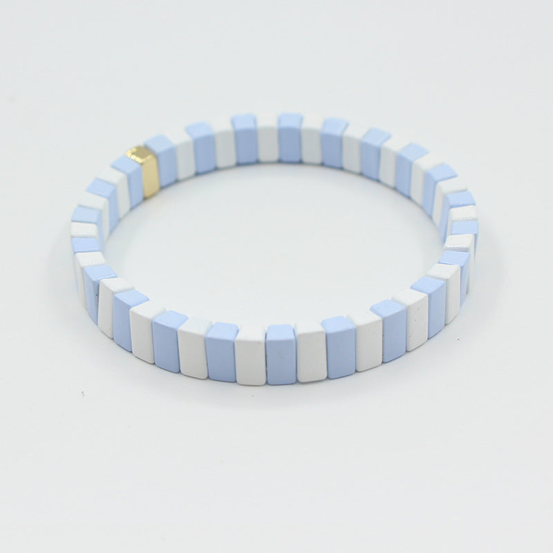 Macaron Elastic Bracelet Dual-Tone Enamel Alloy S5P043