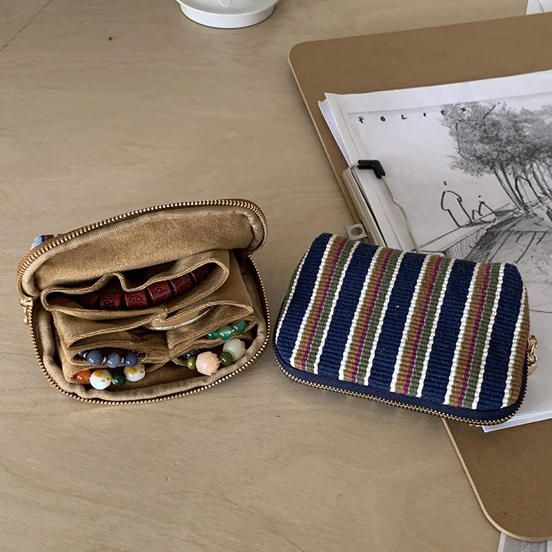Striped Fabric Jewelry Pouch N6J268