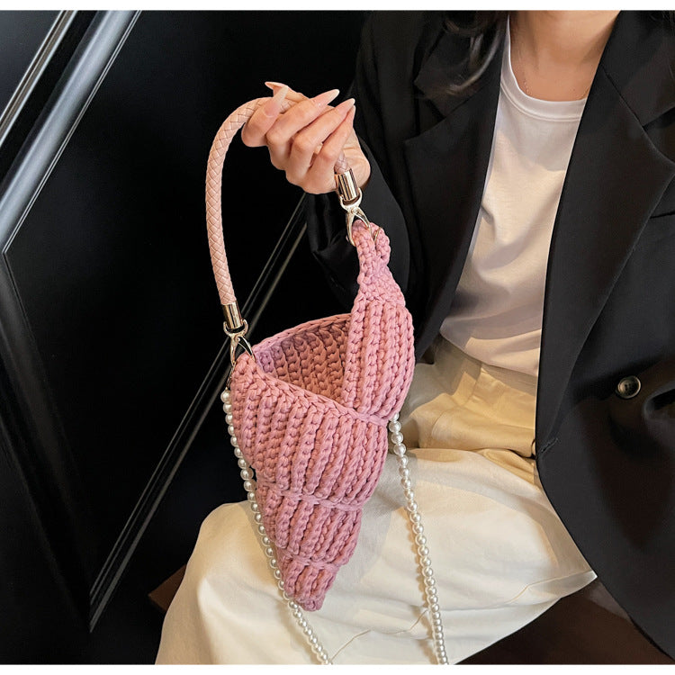 Handwoven Shell Beach Crossbody Bag Crochet Tote N6F084