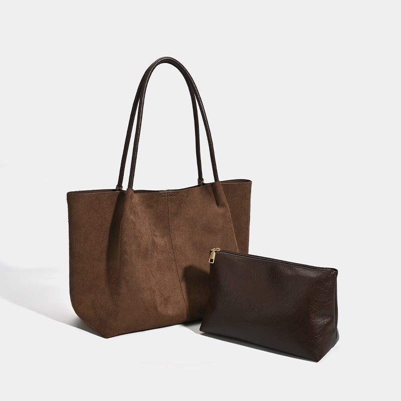Women's Suede Tote Shoulder Handbag N6J163