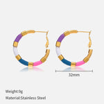 Load image into Gallery viewer, Color Drip Earrings Steel 18K Gold Geometric Round S5P088
