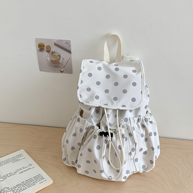 Polka Dot Backpack Women Lightweight Nylon Daypack N6F053