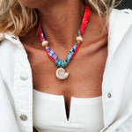 Load image into Gallery viewer, Bohemian Fabric Bead Shell Pendant Necklace N6E110