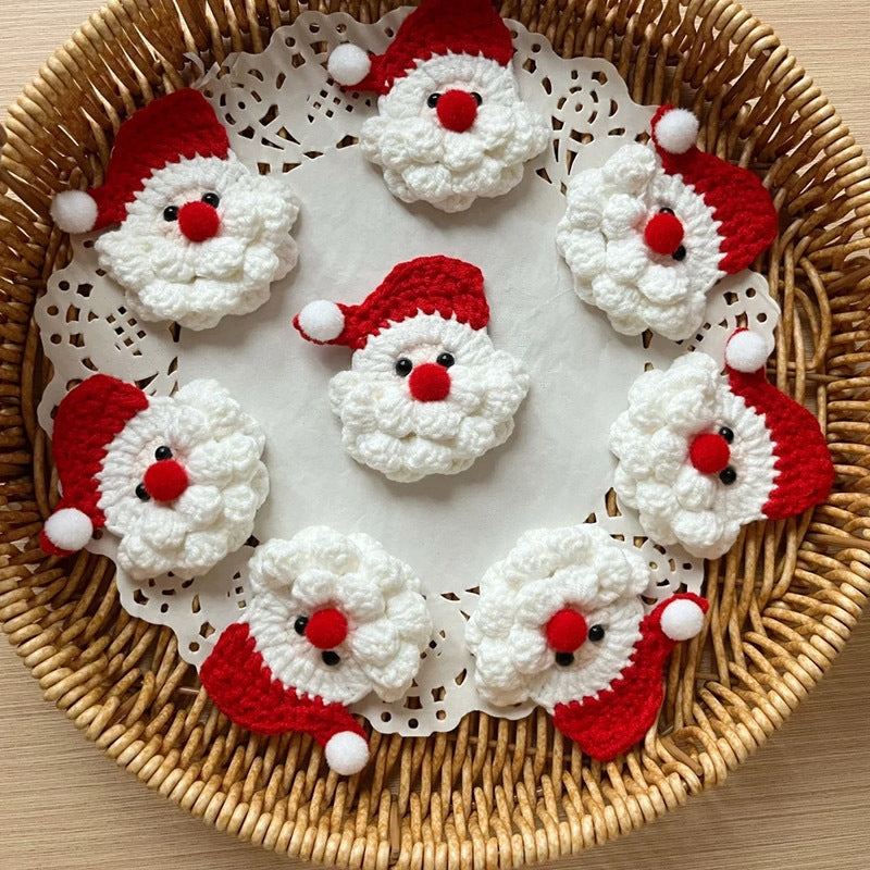 Hand Crocheted Santa Claus Hair Clip Brooch N6K289