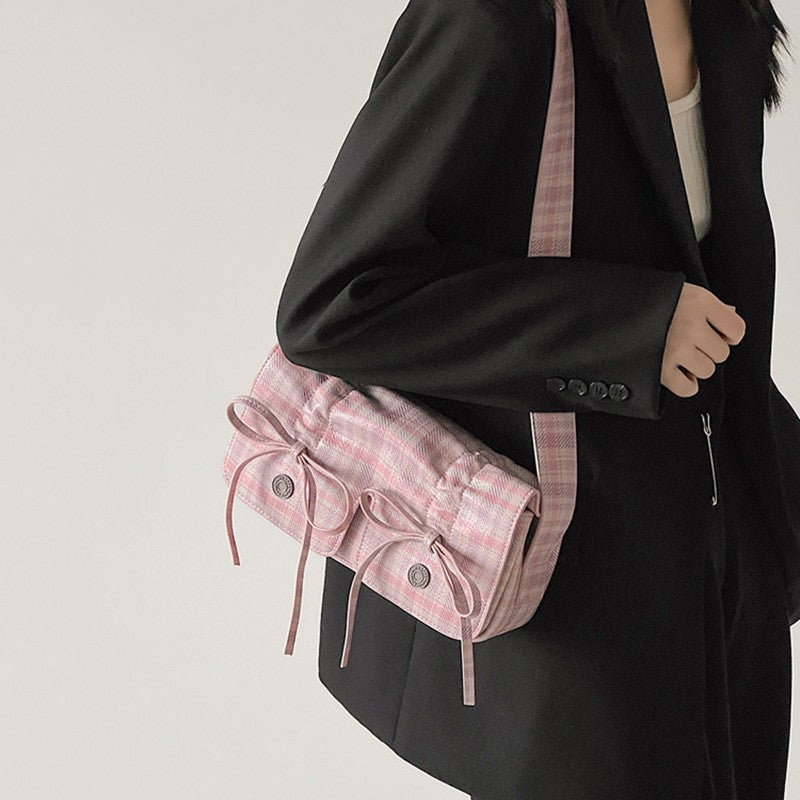 Ballet Bow Pleated Shoulder Bag PU Polyester  S5P343