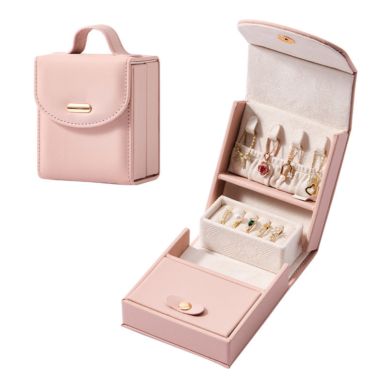 Portable PU Leather Jewelry Box Travel Organizer Case N6G105