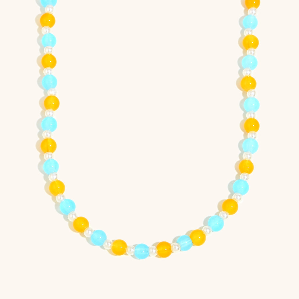 Acrylic Bead Chain Multicolor Gold Plated Steel S5P216
