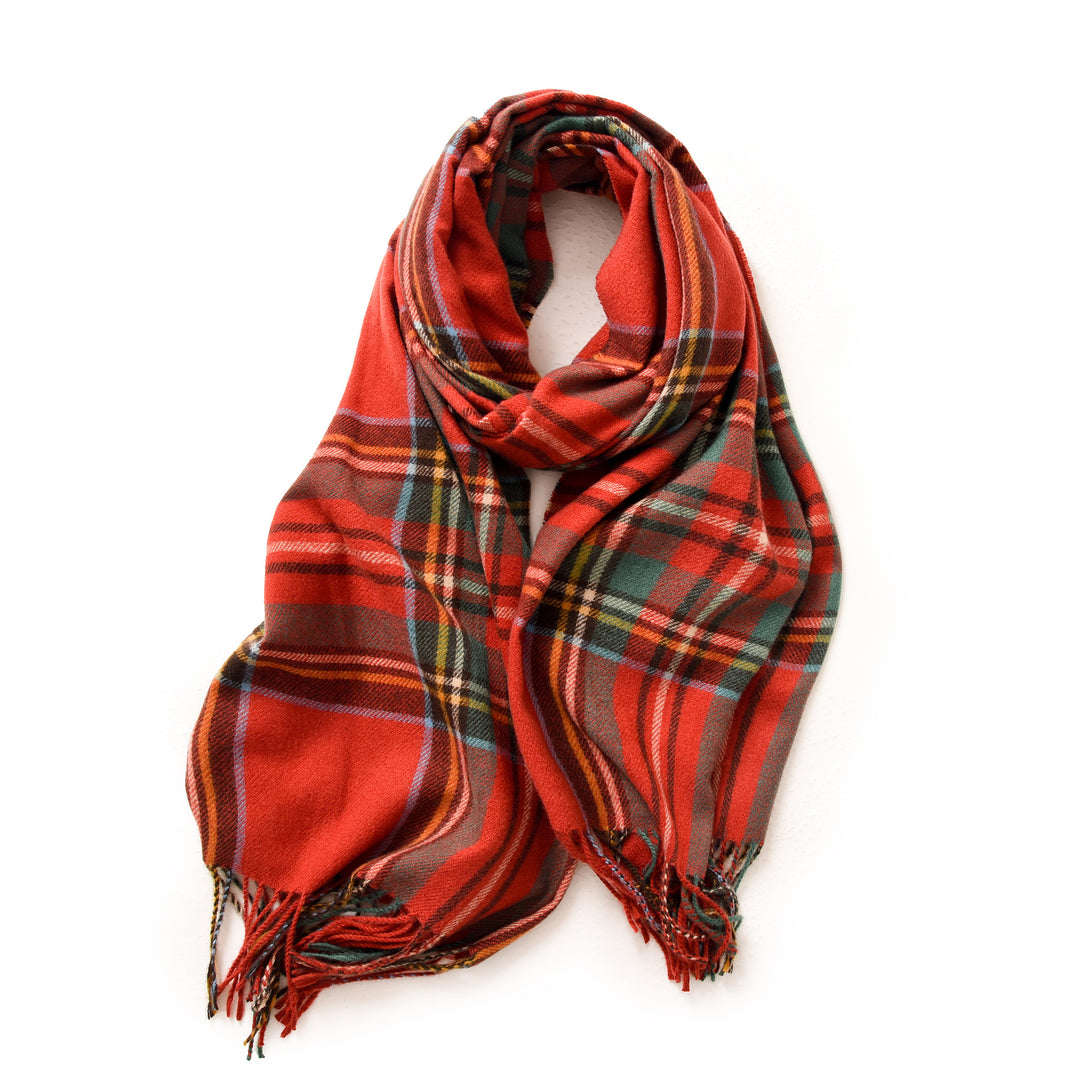 Classic Plaid Fringe Scarf  M5A228