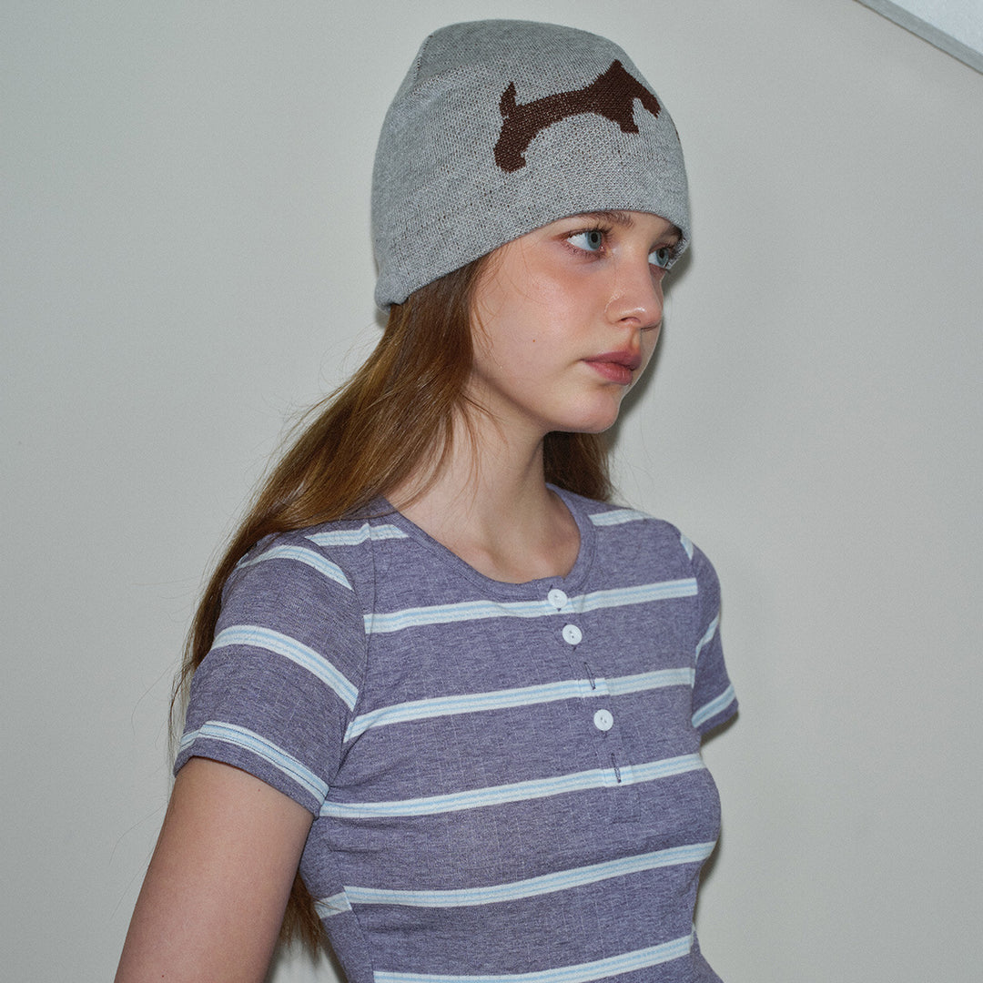 Leopard Heart Puppy Jacquard Wool Blend Beanie Women N6H208