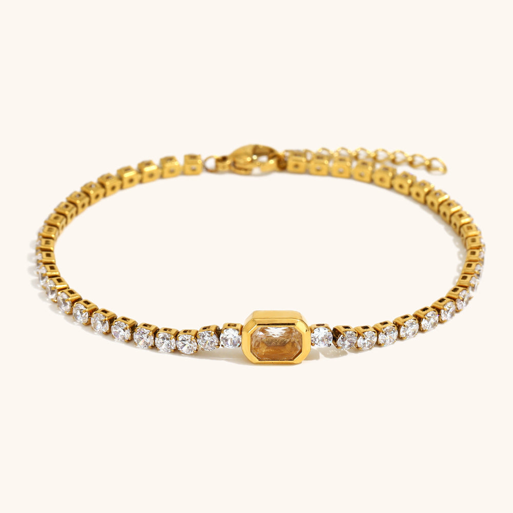 3mm Zirconia Line Bracelet Steel 18K Plated S5P114