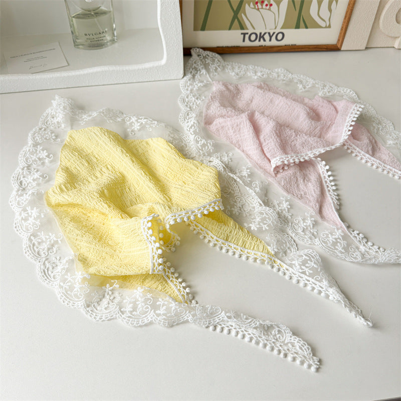 Lace Triangle Head Scarf French Wrap Women N6H134