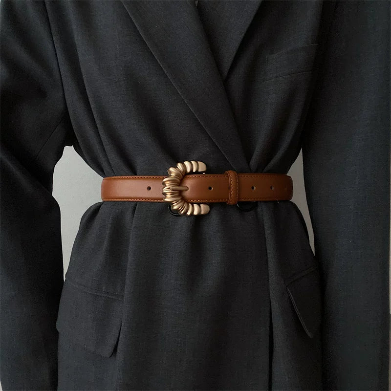 Versatile Genuine Leather Belt Women Decorative N6H336