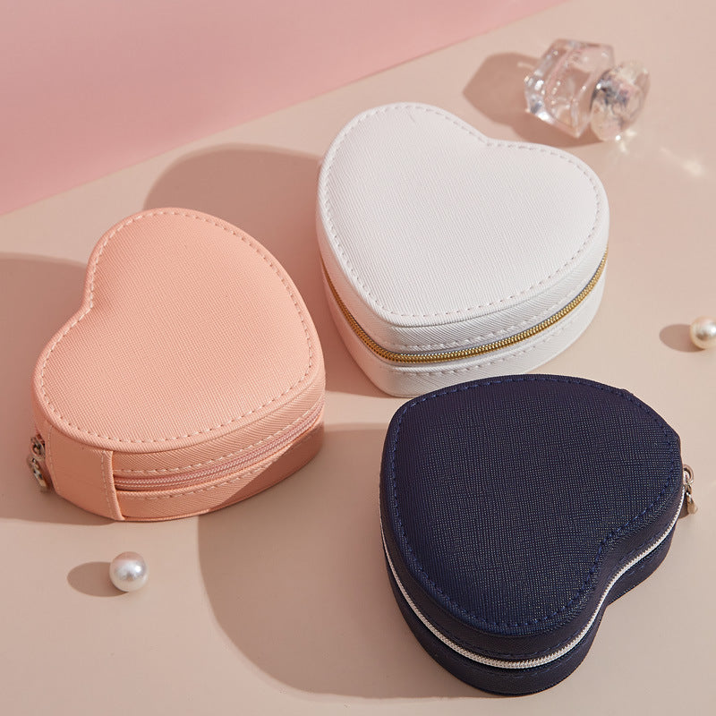 Heart Shape Leather Jewelry Organizer Box S5P831