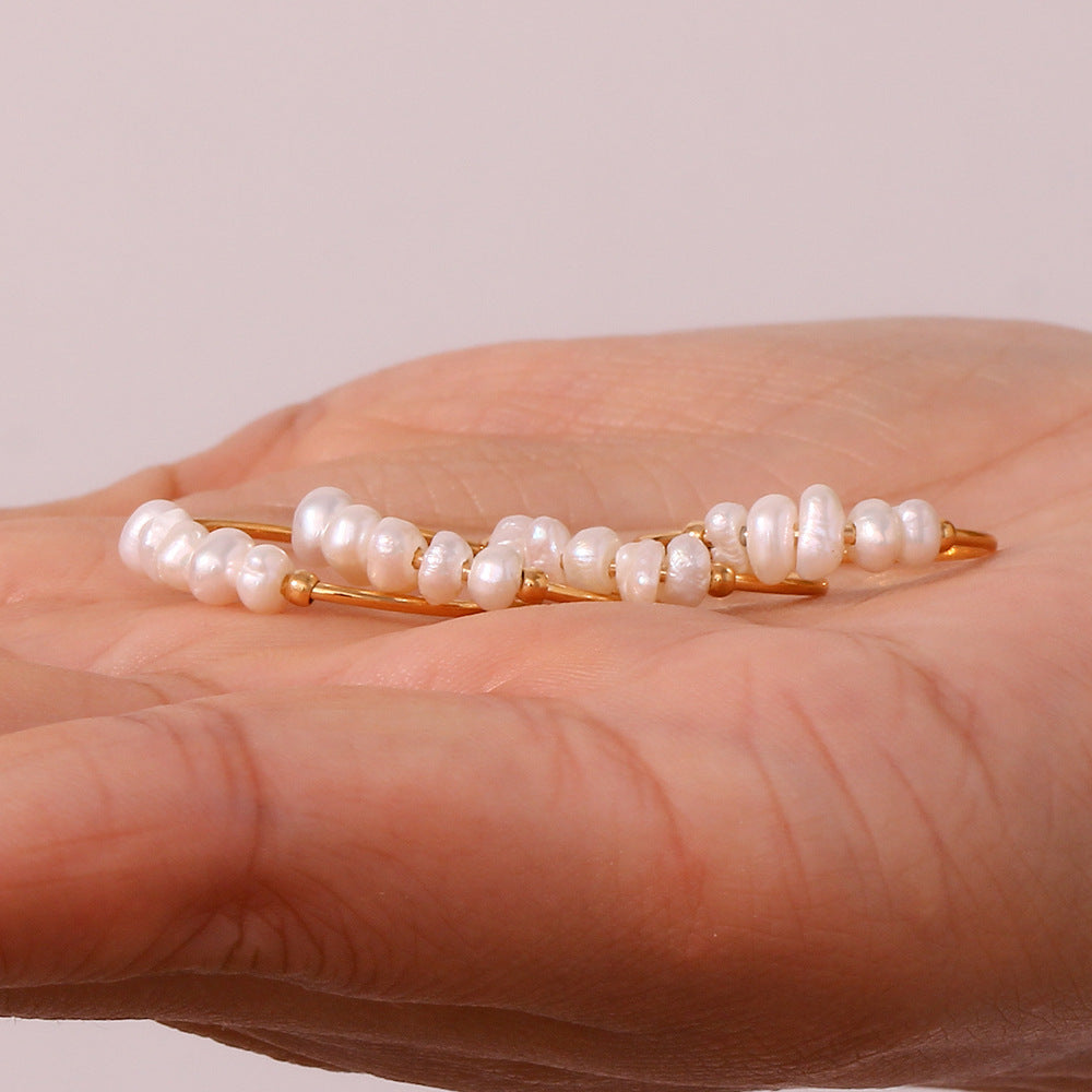 Crushed Freshwater Pearl Ring Stainless Steel N6H180