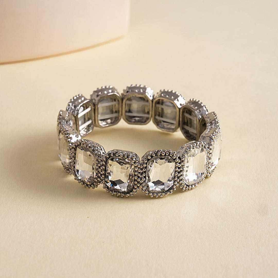 Womens Rhinestone Square Alloy Stretch Bracelet N6K135