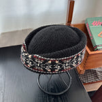 Load image into Gallery viewer, Fair Isle Jacquard Pillbox Hat Knit Cap Women N6G211