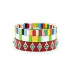 Load image into Gallery viewer, Rainbow Enamel Bead Bracelet Elastic Adjustable Alloy S5P034