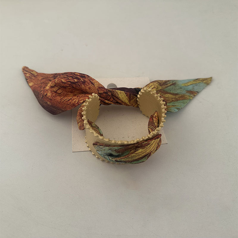 Vintage Gold Scarf Open Cuff Bangle Wide Statement N6F288