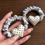 Load image into Gallery viewer, Polka Dot Heart Scrunchie Hair Tie High Elastic N6F067