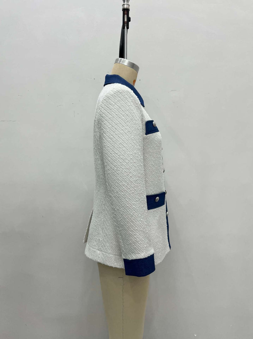Tweed Contrast Lapel Four-Pocket Jacket Women N6G291