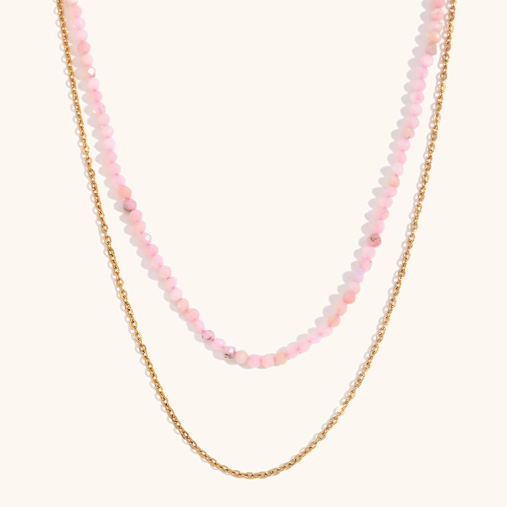 Twin Layer O Chain Necklace Steel Gold Plated S5P232