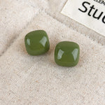 Load image into Gallery viewer, Candy Color Rounded Square Glossy Stud Earrings Women N6H104