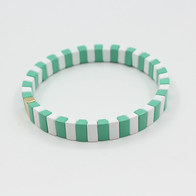 Macaron Elastic Bracelet Dual-Tone Enamel Alloy S5P043